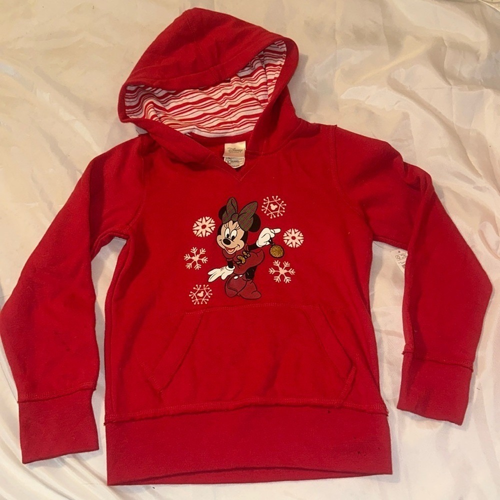 Disney Store Minnie Mouse Christmas Girls Sweatshirt Hoodie Needs Spot Clean NWT